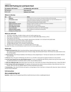 Printed packing list and quick start page