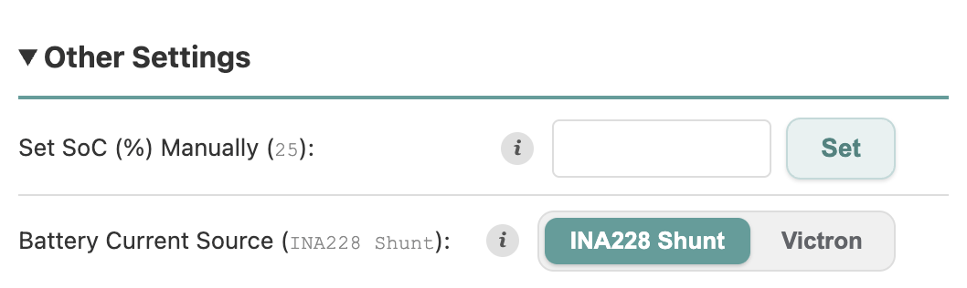 Set SoC manually in Other Settings