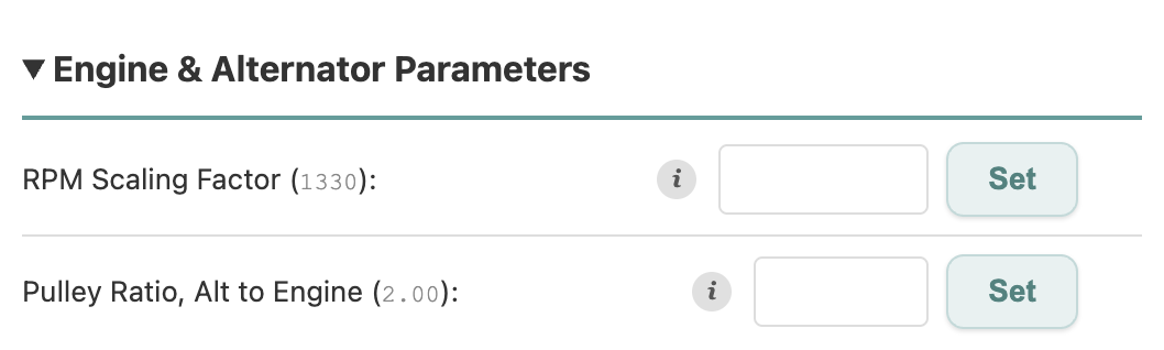 Engine & Alternator Parameters accordion