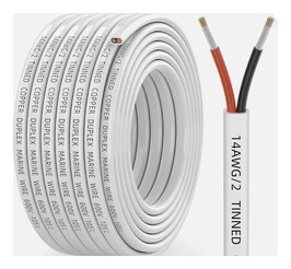 Coil of white two-conductor tinned marine duplex wire